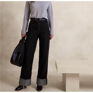 Banana Republic pintuck jean 26 black black wash cuffed